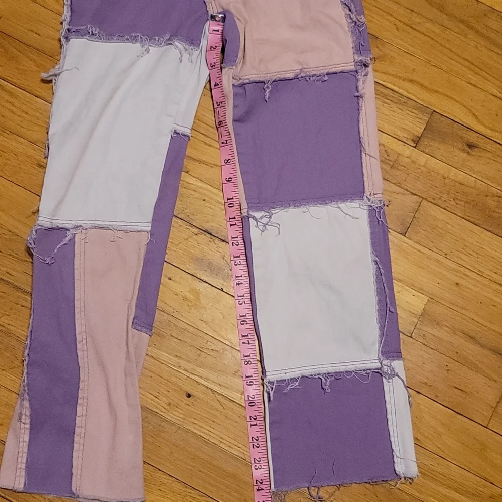 Frayed Pink Purple pacthwork jeans sz xs - Picture 3 of 11